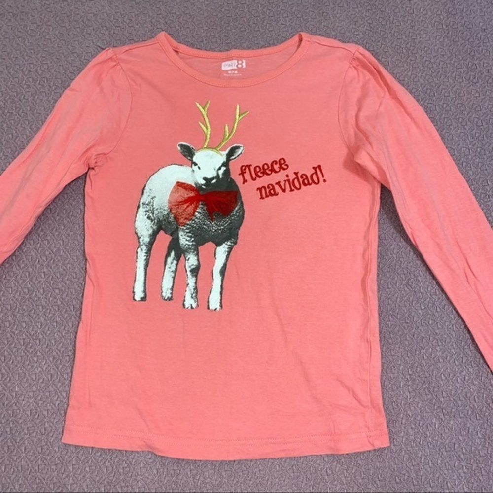Crazy 8 holiday top “fleece navidad” girls size M(7-8)